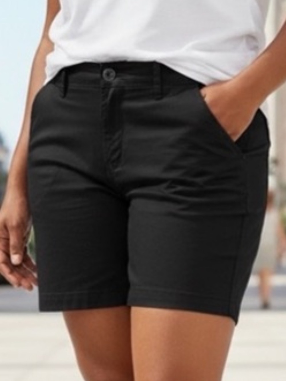 Lane Bryant Black cotton Stretch rolltab utility shorts 14